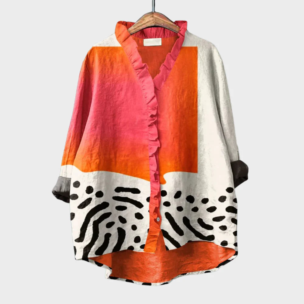 MireiaColor™ | Blusa Colorblock con Volantes