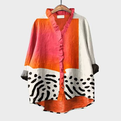 MireiaColor™ | Blusa Colorblock con Volantes