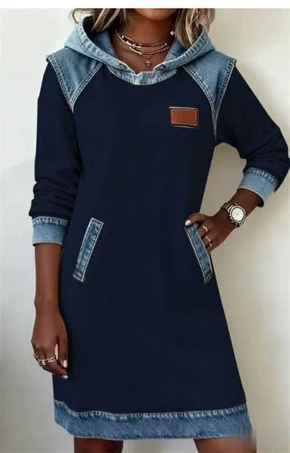 CarmenDenim™ | Vestido Sudadera con Capucha Vaquera