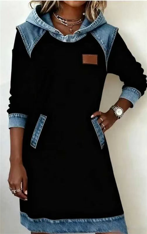 CarmenDenim™ | Vestido Sudadera con Capucha Vaquera