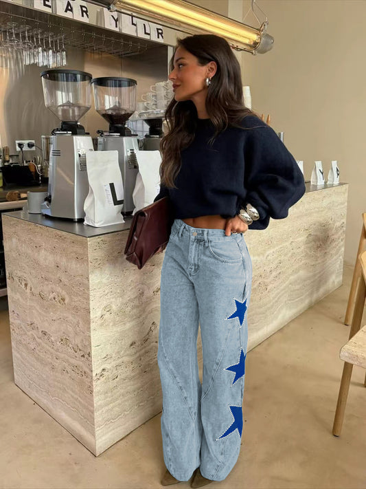 LuciaStars™ | Vaqueros Wide Leg con Estrellas