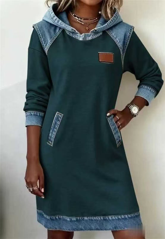 CarmenDenim™ | Vestido Sudadera con Capucha Vaquera