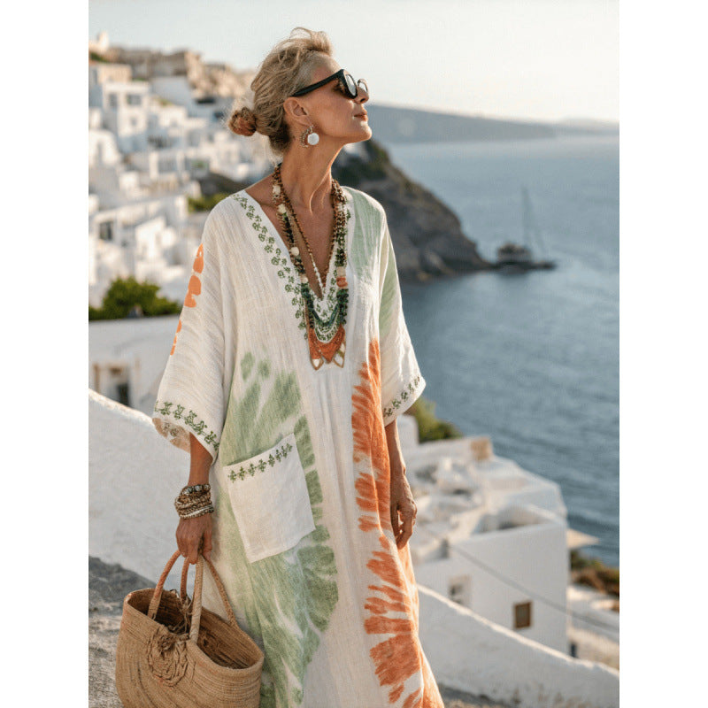 AmalfiMed™ | Kaftan Maxi Mediterráneo